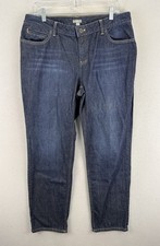 J Jill Jeans Women  s Sz 12 Slim Straight Mid-Rise Dark Wash Everyday Blue Denim