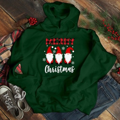 Drei Wichtel Büffel kariert Frohe Weihnachten Hoodie Familie Pyjama Geschenk Top H-5042