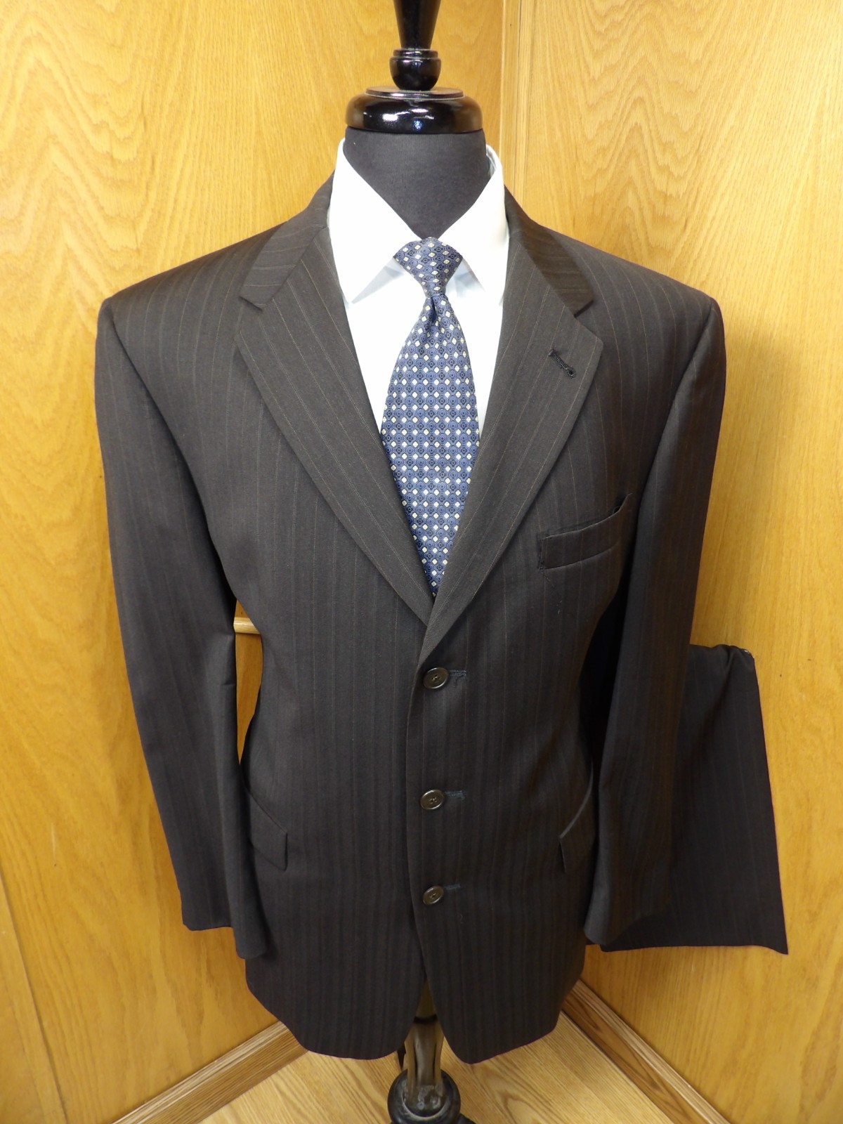 Burberrys Mens Suit 42r 36W X 29.5 Dark Brown P.S Wool T-#93