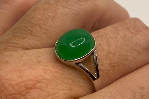 Anillo de jade nefrita verde afortunado vintage - Imagen 4 de 5