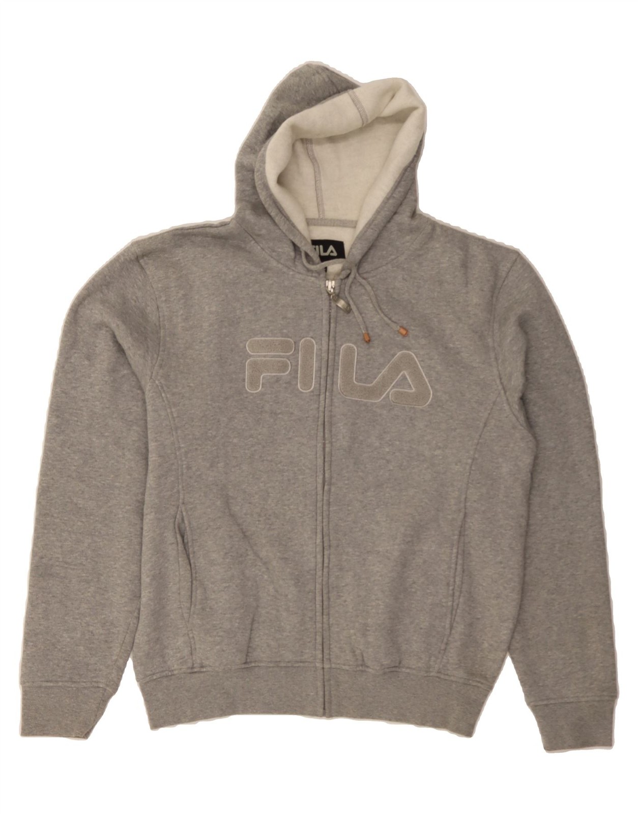 FILA Felpa Uomo Grafica con Cappuccio e Zip Grande Grigio Cotone CR08