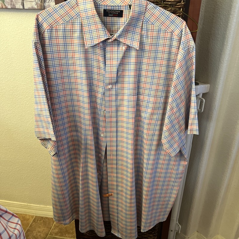 RoundTree & Yorke Shirt Mens 3XT Short Sleeve Travel Smart No Wrinkle