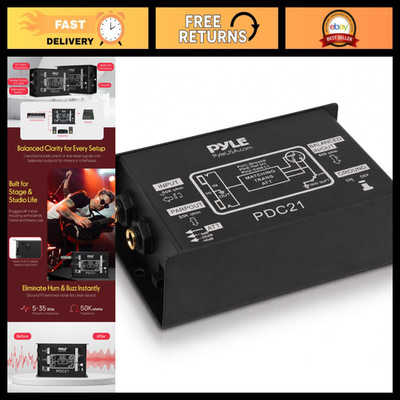 Passive DI Box Hum Eliminator for Guitar & Bass - Input Attenuator, XLR Connecto