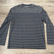 Monoprix Long Sleeve T Shirt Mens XXL Gray Stripe New