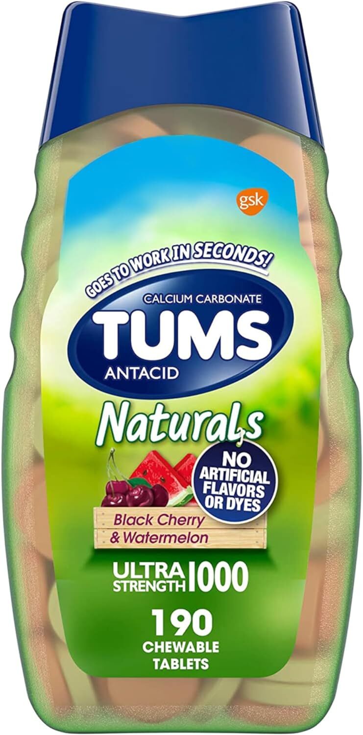 TUMS Naturals Ultra Strength Antacid Chews for Heartburn Relief, Great a...