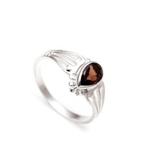 AAA Smoky Quartz Pear Shape Christmas Ring 925 Sterling Silver Statement Jewelry