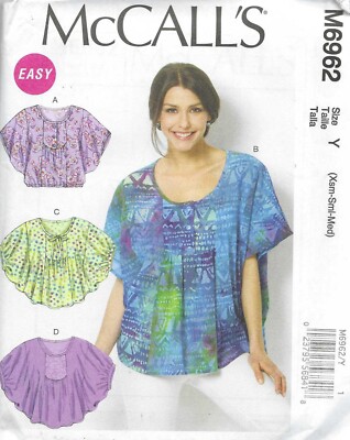 Women's Loose Fit Butterfly Sleeve Tunic Top Sewing Pattern UNCUT Size XS S M