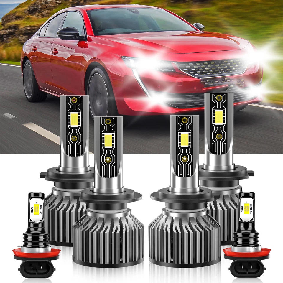 Faro LED + Bombilla antiniebla haz alto/bajo combo 6x para Peugeot 508 2012-2017 Foto 2 de 4