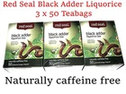 3 x 50 Tea bags RED SEAL Black Adder Liquorice Tea (150 total) Caffeine free