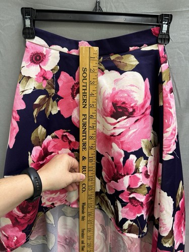Tween Diva Navy Pink Floral Print High-Low Skirt Girls Size 7 Easter - Picture 2 of 9
