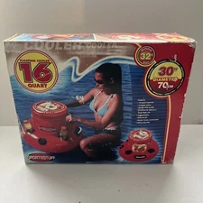 Sportsstuff Swimming Pool Inflatable Cooler 16 Qt Floating Drink Holder Vtg New
