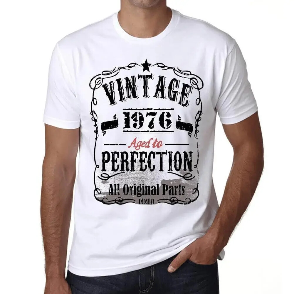 Men's Graphic T-Shirt All Original Parts Aged to Perfection 1976 48th  Birthday