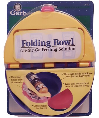 NOS Vintage Gerber travel Folding Bowl On The Go Feeding Reborn baby Y2K 2000