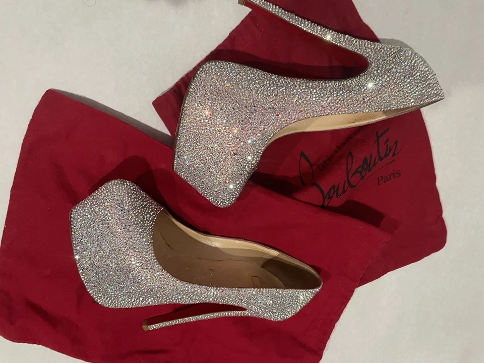 Christian Louboutin Cristal Gamuza Birmania Narciso Strass 160 Bombas 37.5 EE. UU. 7.5 Foto 3 de 4