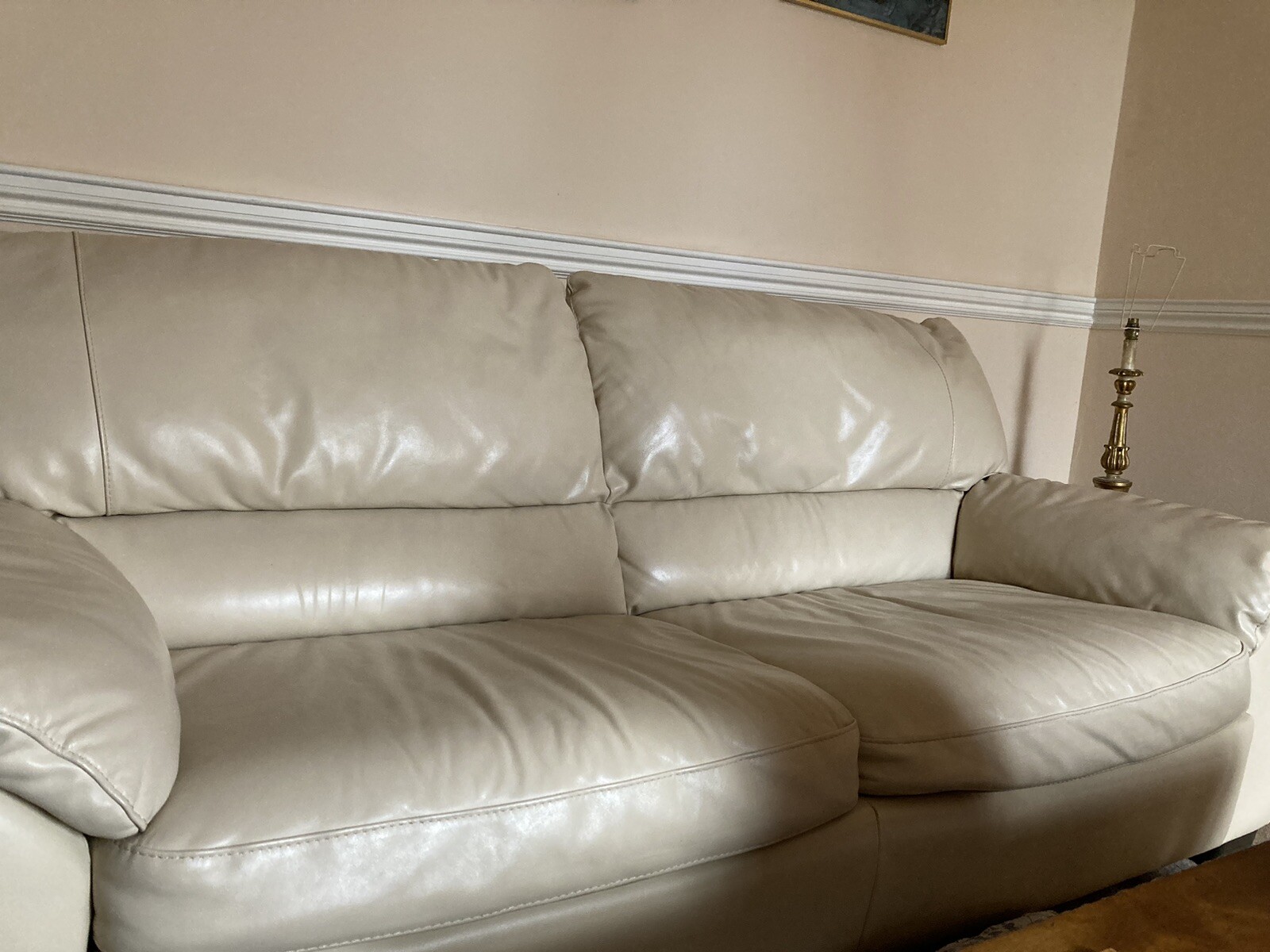Natuzzi Cream Leather Sofa Bed With Ottoman Excellent Condition eBay