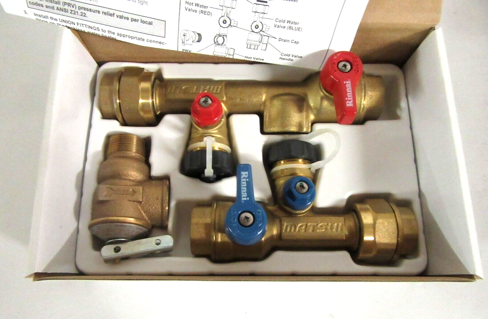 Rinnai 3/4 Tankless Water Heater Isolation Valve Kit MIVK-T-LW Hot Cold