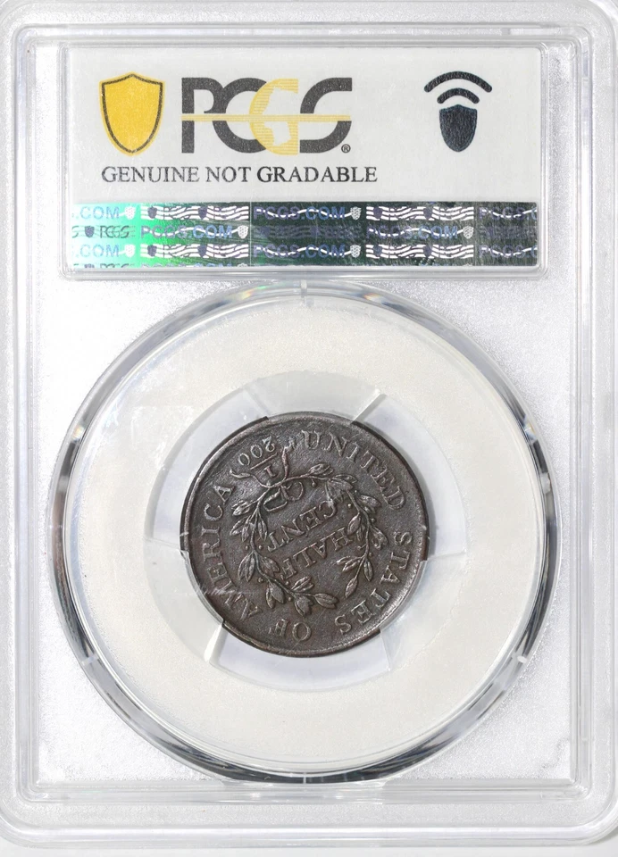 1806 1/2c C-1 Small 6, No Stems Draped Bust Half Cent PCGS XF Details Cleaned - Image 4 of 4