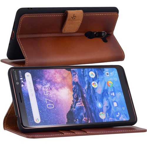 Nokia 7 Plus Hülle Echt Leder Tasche Book Style Schutzhülle Cover 1A Wallet Case - Photo 4/9