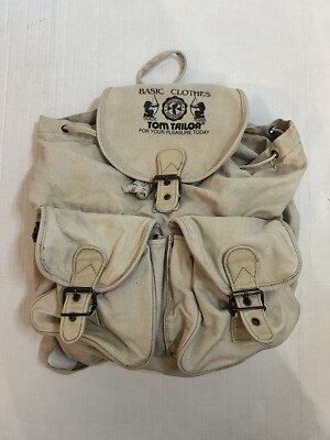 VINTAGE BASIC CLOTHES TOM TAILOR BEIGE BACKPACK SACK s-l400.jpg main image 2