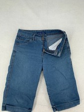 Bandolino blu Jeans Womens Size 8 Faded 2 Button Closure Cuffed Capri Denim Blue