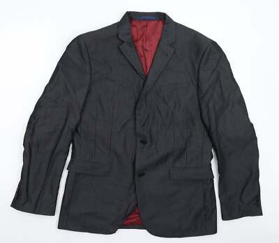 Marks and Spencer Herren Sakko Anzugjacke grau gestreift Polyestermischung Größe 42
