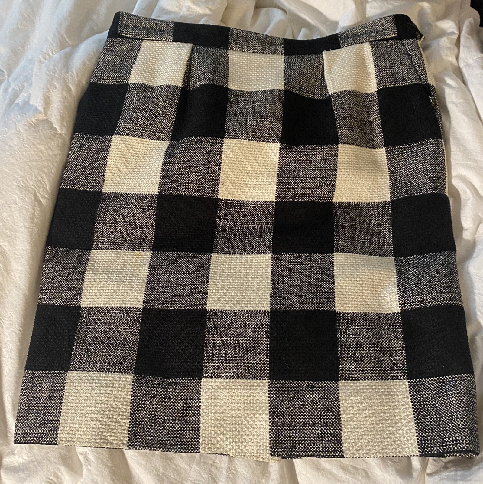 Gonna YVES SAINT LAURENT bianca nera a quadri cotone dritta L taglia 10 42 Francia