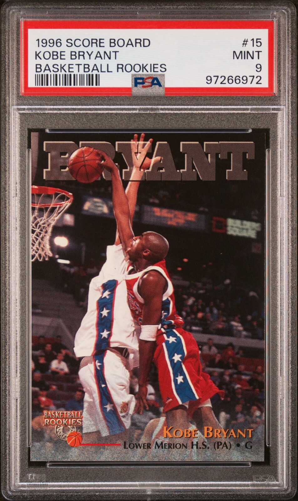 1996 Score Board Basketball Rookies #15 Kobe Bryant RC Rookie Mint PSA 9
