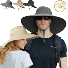 Wide Brim Bucket Hat UPF50+ UV Protection Waterproof Sun Cap for Fishing Hiking