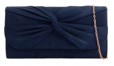 Women's Pleated Suede Evening Clutch Bag Ladies Wedding Party Prom Handbag Purse
