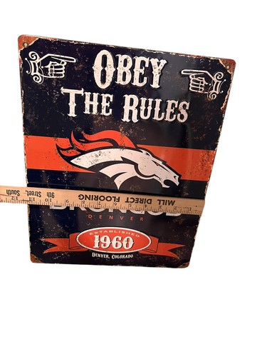 Denver Broncos Large 14.5x11.5 Inch Heavy Duty Metal Wall Pub Sign Man Cave - Picture 4 of 4
