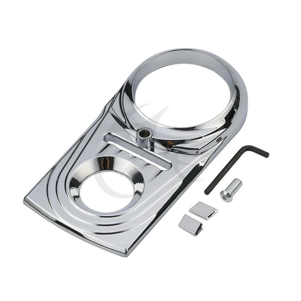 Cubierta de inserción de panel de instrumentos cromada/negra apta para Harley Softail Fatboy 2000-2017 Foto 3 de 4