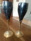 Brass Champagne Wine Goblets Tulip Lily India Lot 2 Silver Metal 8”/20cm Vintage — photo 2