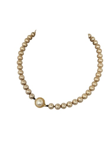 Collier vintage Trifari simple brin fausse perle avec fermoir boite - Photo 8/8