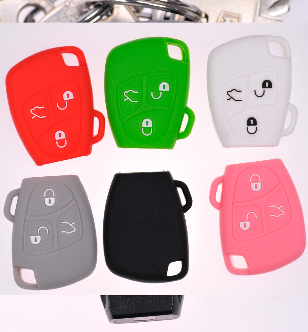 ontto Lederen autosleutelhoes geschikt voor Mercedes A B C E S klasse CLK ML W164 W245 A209 W204 W212 accessoires afstandsbediening cover sleutelhoes etui sleutelhanger bescherming 2 toetsen roze A