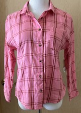 NWT~There Abouts~Button Down Top~Long Sleeve~Sz L 14.5-16.5~Sachet Pink Plaid