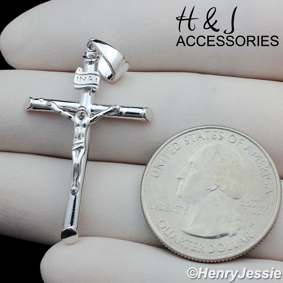 925 STERLING SILVER SIMPLE PLAIN JESUS CHRIST CROSS CRUCIFIX CHARM PENDANT*SP213