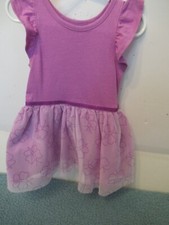  V Girls Cat and Jack Size 2T Violet Dress with Ruffled Sleeves and Butterfly