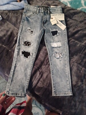 Girls Sz 4 Blue Cult Jeans Med Blue Faded Galaxy Distressed 