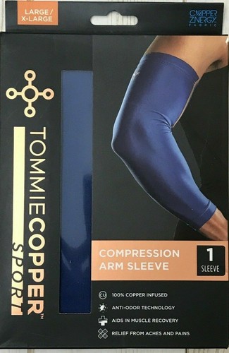 🔥Tommie Copper Sports Compression Arm Sleeve Black Camo/ Blue Size L/XL NEW🔥 - Picture 3 of 18