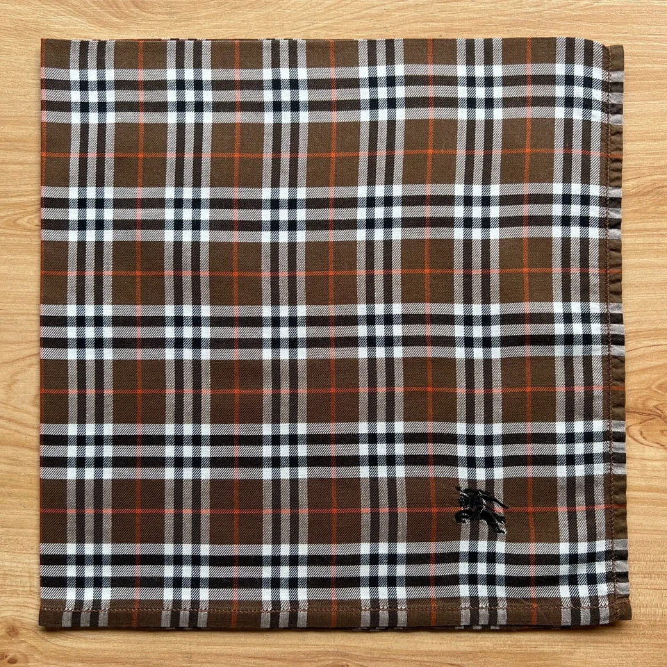 PAÑUELO HOMBRE BOLSILLO CUADRADO VINTAGE MARRÓN CUADROS Y CUADROS ALGODÓN 18" A-0805 Foto 3 de 3