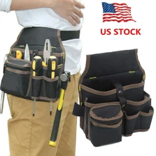 Waist Tool Bag Canvas Pouches Hardware Toolkit Holder Bag Organizer W/ 6-Pockets