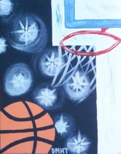 "BASKETBALL" acrylic on canvas Painting 11x14