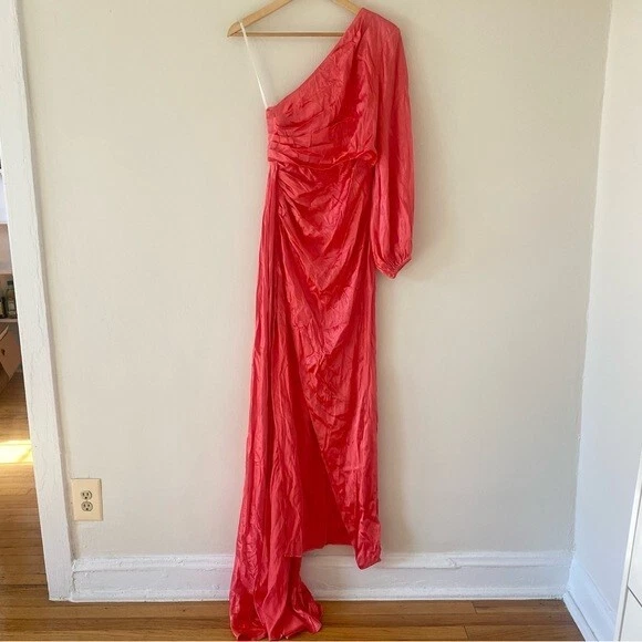 PALM ANGELS Abito lungo Michael Costello Heather in Siena bruciata taglia small nuovo con etichette $328