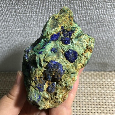 377g Natural blue copper ore quartz malachite crystal mineral specimen d4