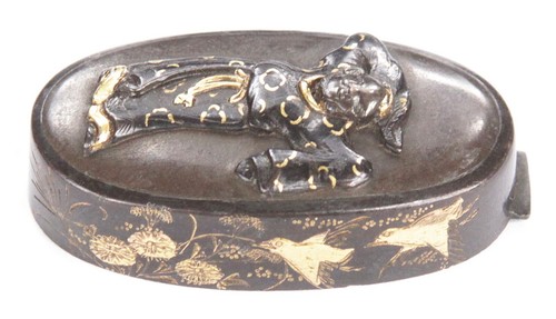 Antiguo Kojiri japonés hombre con túnica pájaros dorados espada de metal suave ajuste Koshirae - Imagen 3 de 12