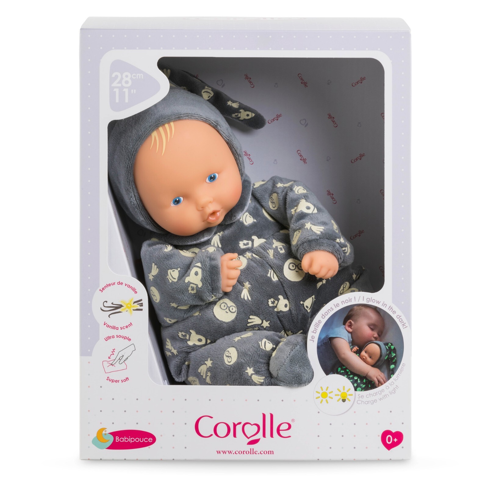 Doudou Babipouce Corolle 28 cm peluche poupon phosphorescent 0120