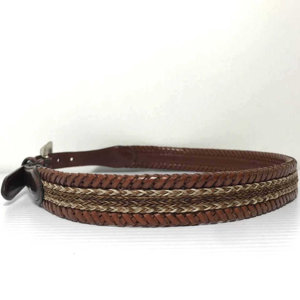 Cinturón Mujer Justin 30 Marrón Western Cuero Trenzado Vaquera Hebilla Floral Foto 3 de 4