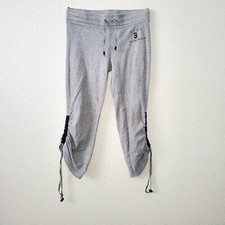 BCBG Womens Grey Velour sweatpants track pants logo Size - Small Ankle Length