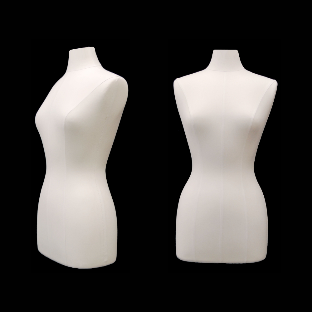 Adult Female Dress Form White Linen Mannequin Size 68 with Gold