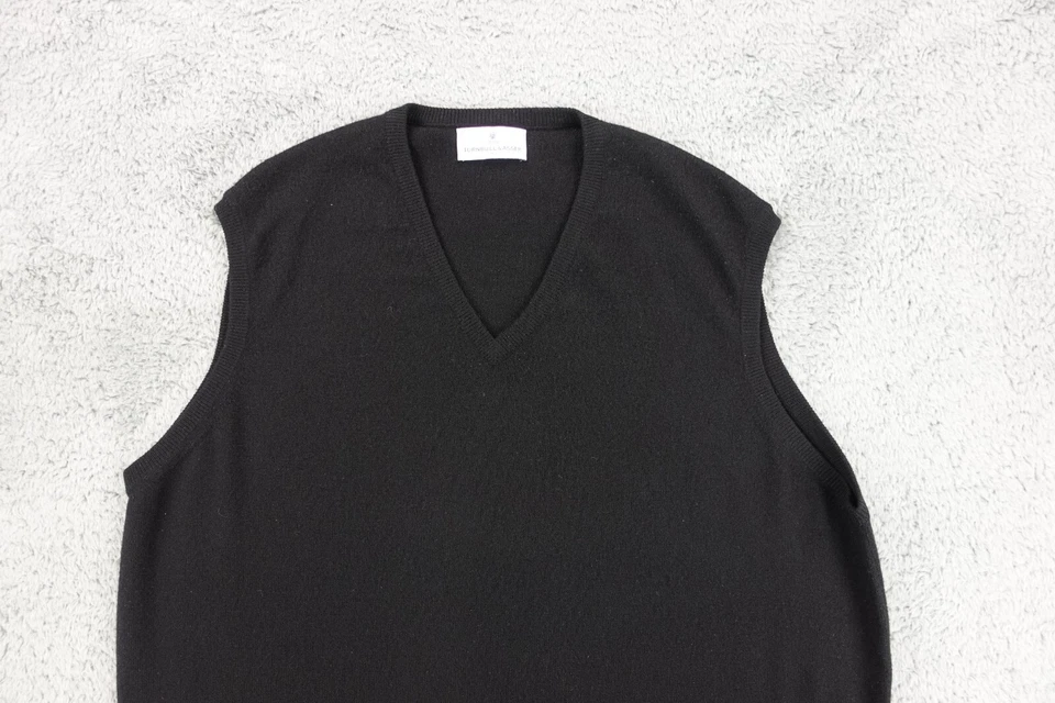 De Colección Turnbull Asser Suéter Chaleco Para Hombres Extra Grande Negro Cachemira Cuello en V Escocia Foto 2 de 4